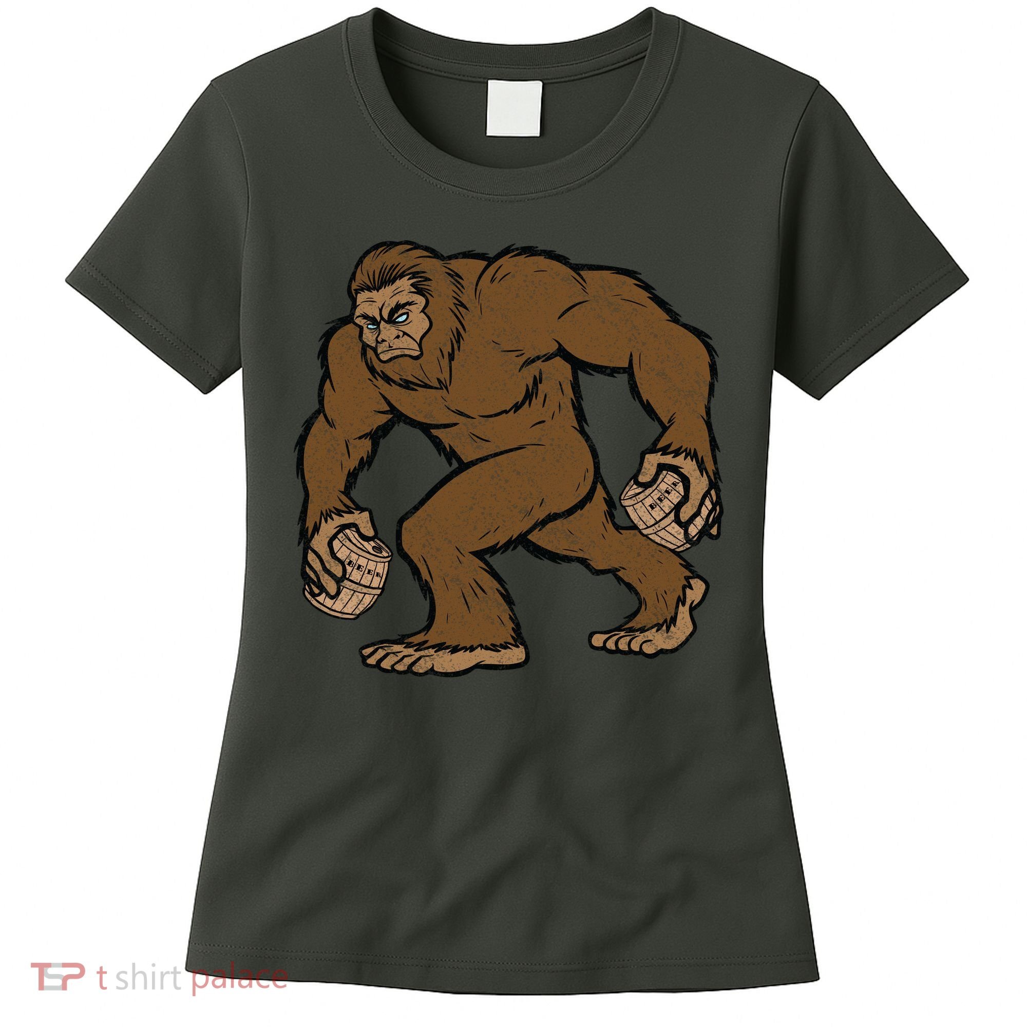Sasquatch Bigfoot With Beer Kegs Women's T-Shirt