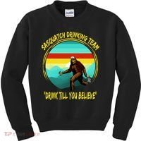 Sasquatch Drinking Team Drink Till You Believe Kids Sweatshirt thumb 0
