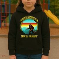 Sasquatch Drinking Team Drink Till You Believe Kids Hoodie thumb 3