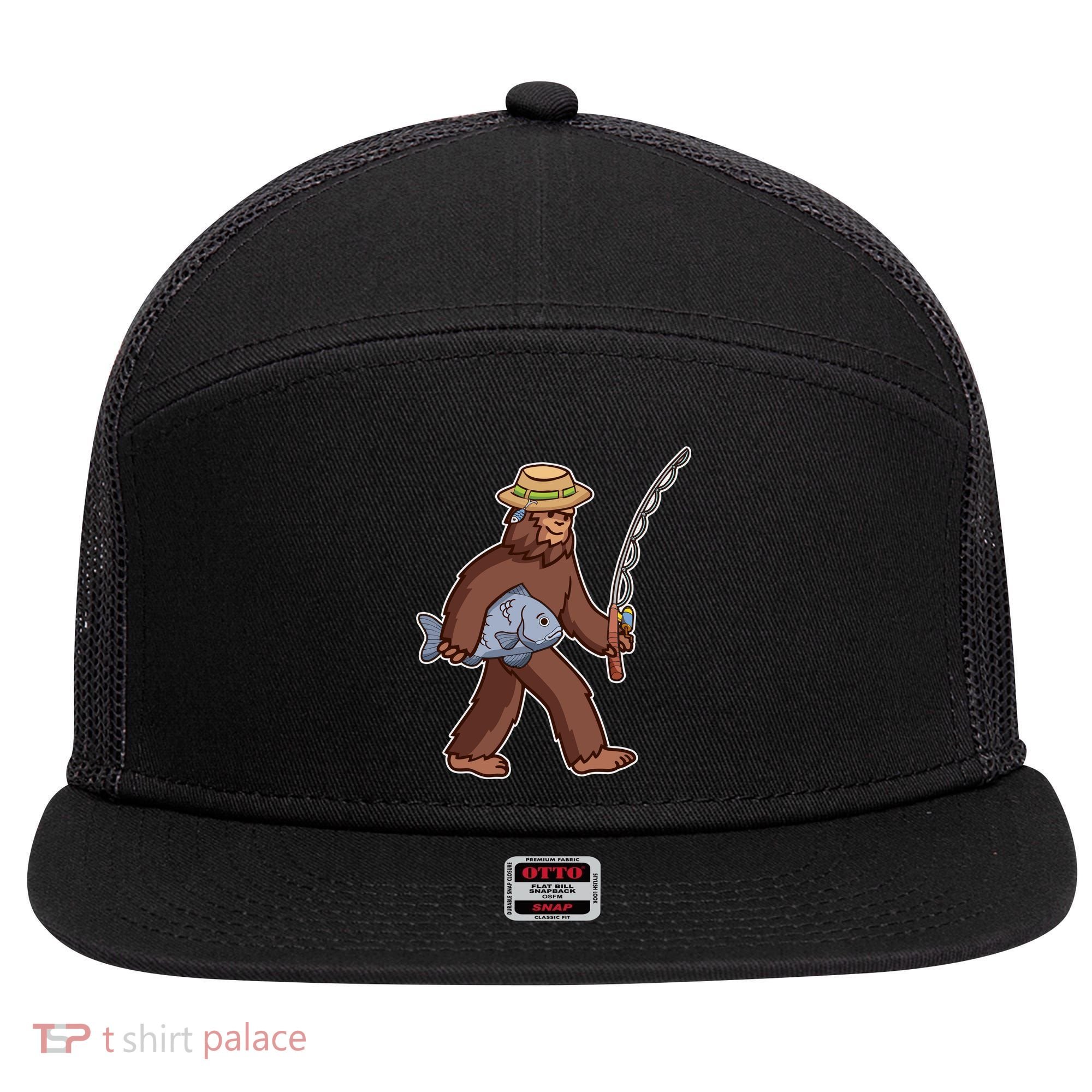 Sasquatch Gone Fishing 7 Panel Mesh Trucker Snapback Hat
