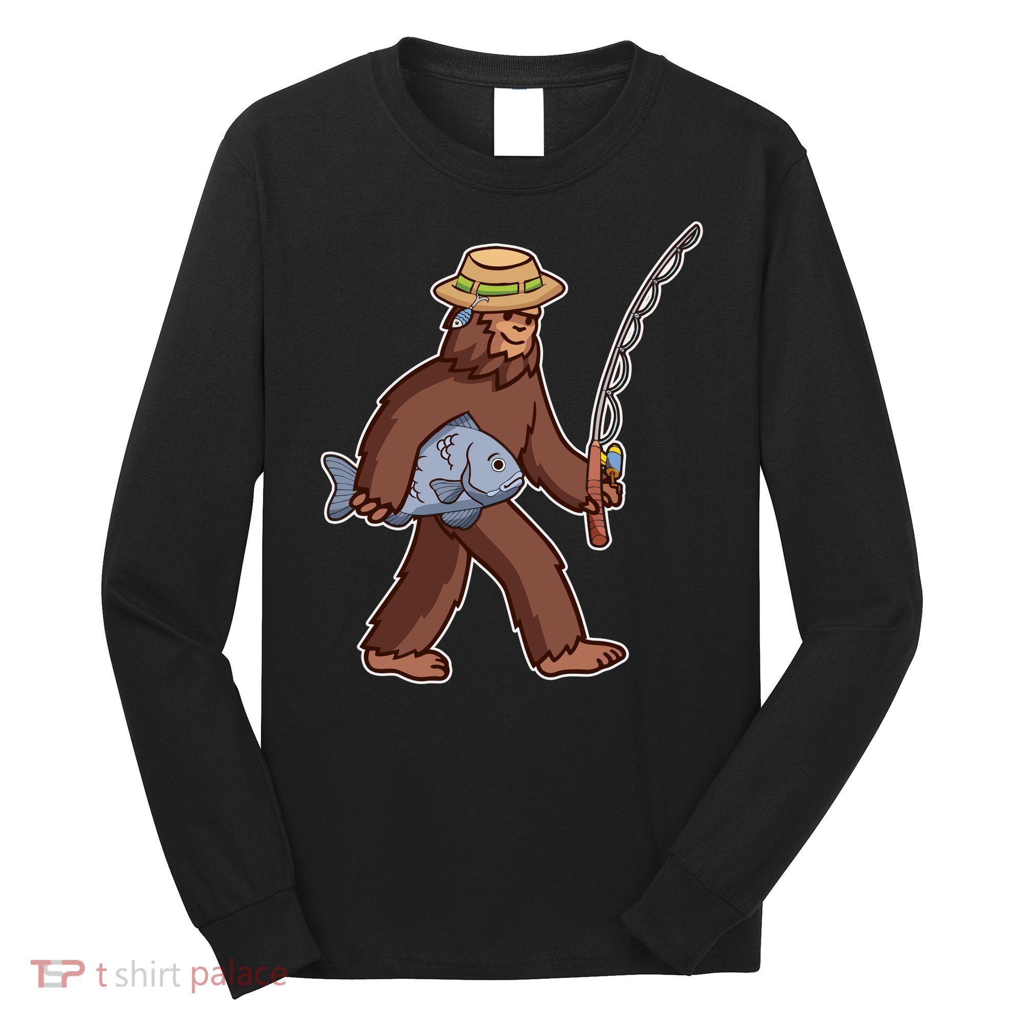 Sasquatch Gone Fishing Long Sleeve Shirt