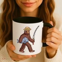 Sasquatch Gone Fishing Coffee Mug thumb 3