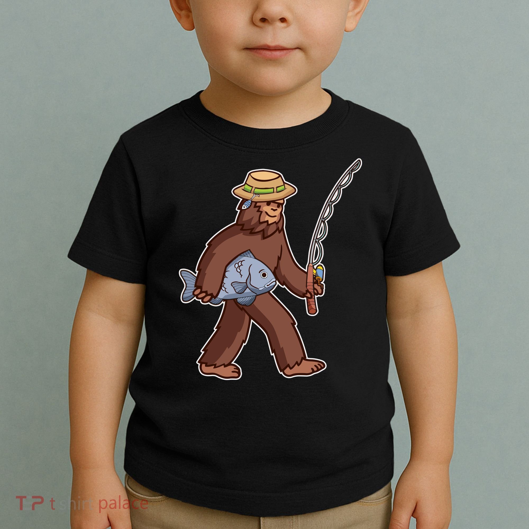 Sasquatch Gone Fishing Toddler T-Shirt