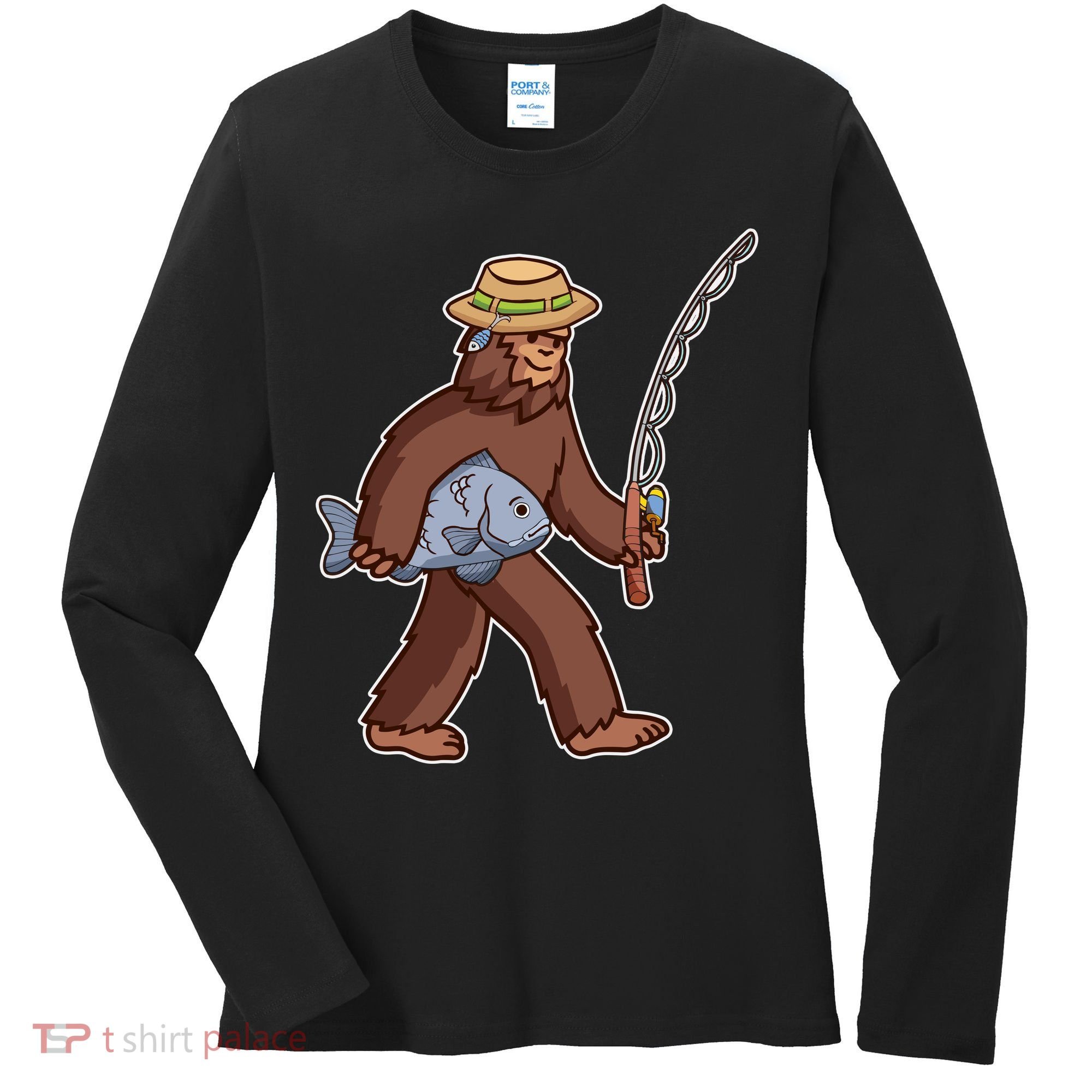 Sasquatch Gone Fishing Women's Long Sleeve Shirt