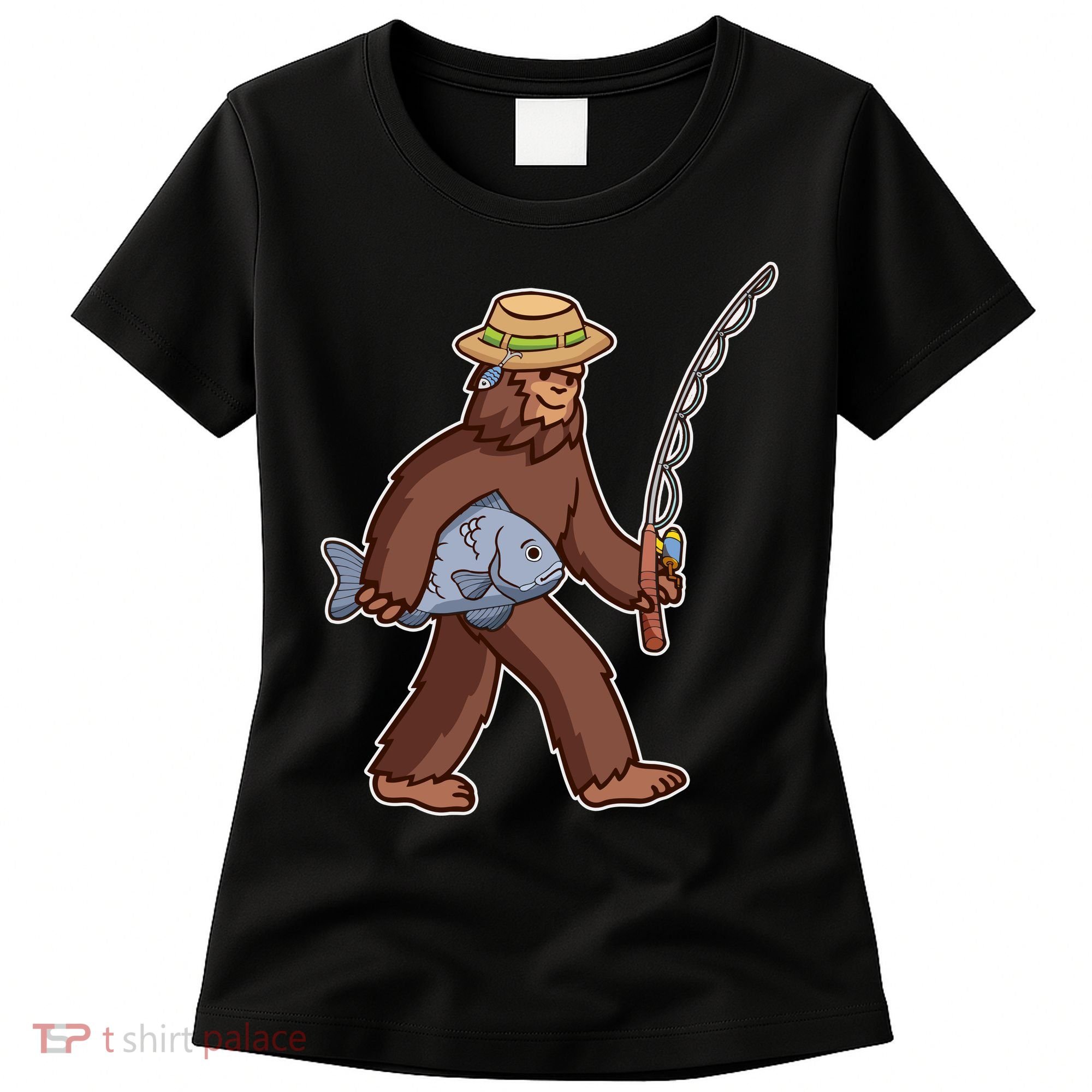 Sasquatch Gone Fishing Women's T-Shirt