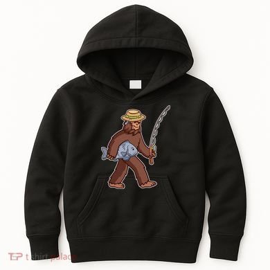 Sasquatch Gone Fishing Kids Hoodie