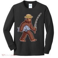 Sasquatch Gone Fishing Kids Long Sleeve Shirt thumb 0