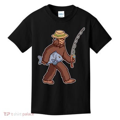 Sasquatch Gone Fishing Kids T-Shirt