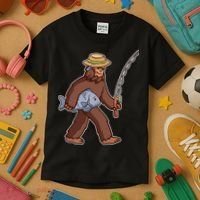 Sasquatch Gone Fishing Kids T-Shirt thumb 3