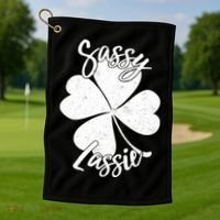 Sassy Lassie Irish Clover St. Patrick's Day Golf Towel thumb 1