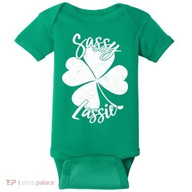 Sassy Lassie Irish Clover St. Patrick's Day Baby Bodysuit