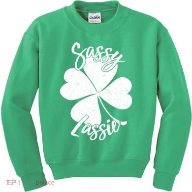 Sassy Lassie Irish Clover St. Patrick's Day Kids Sweatshirt