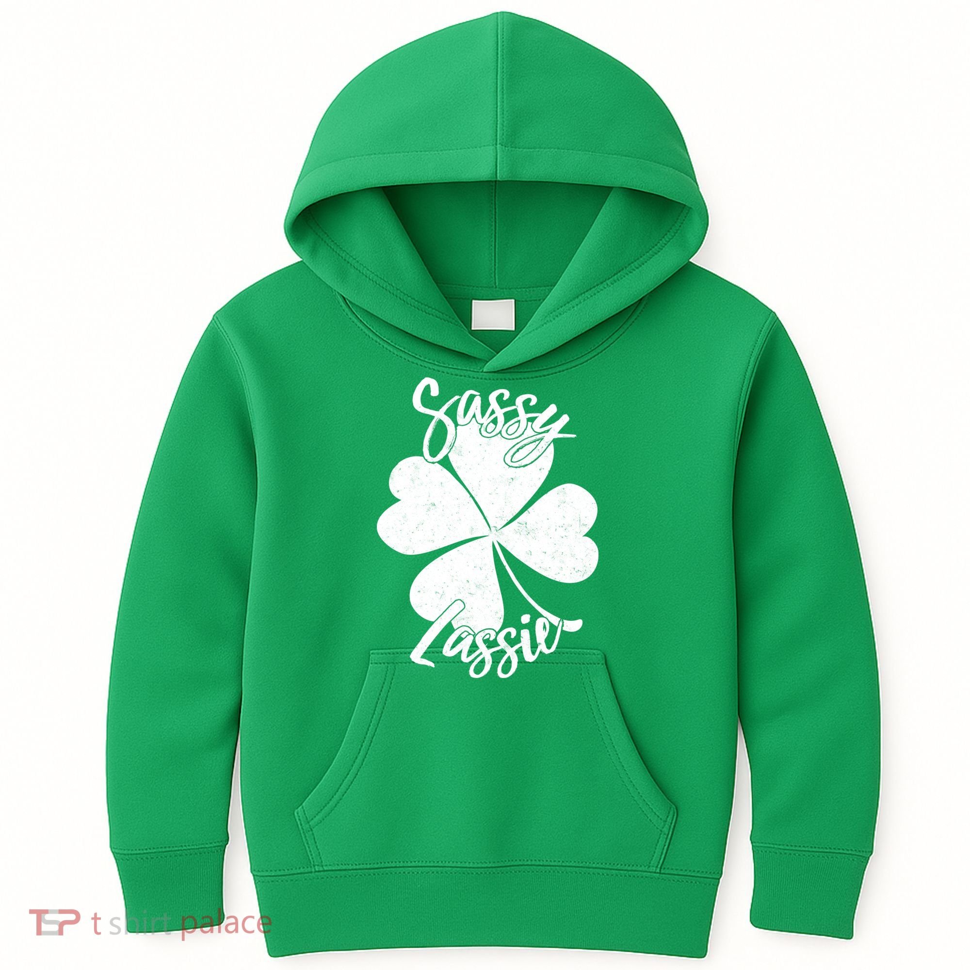 Sassy Lassie Irish Clover St. Patrick's Day Kids Hoodie