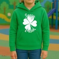 Sassy Lassie Irish Clover St. Patrick's Day Kids Hoodie thumb 3
