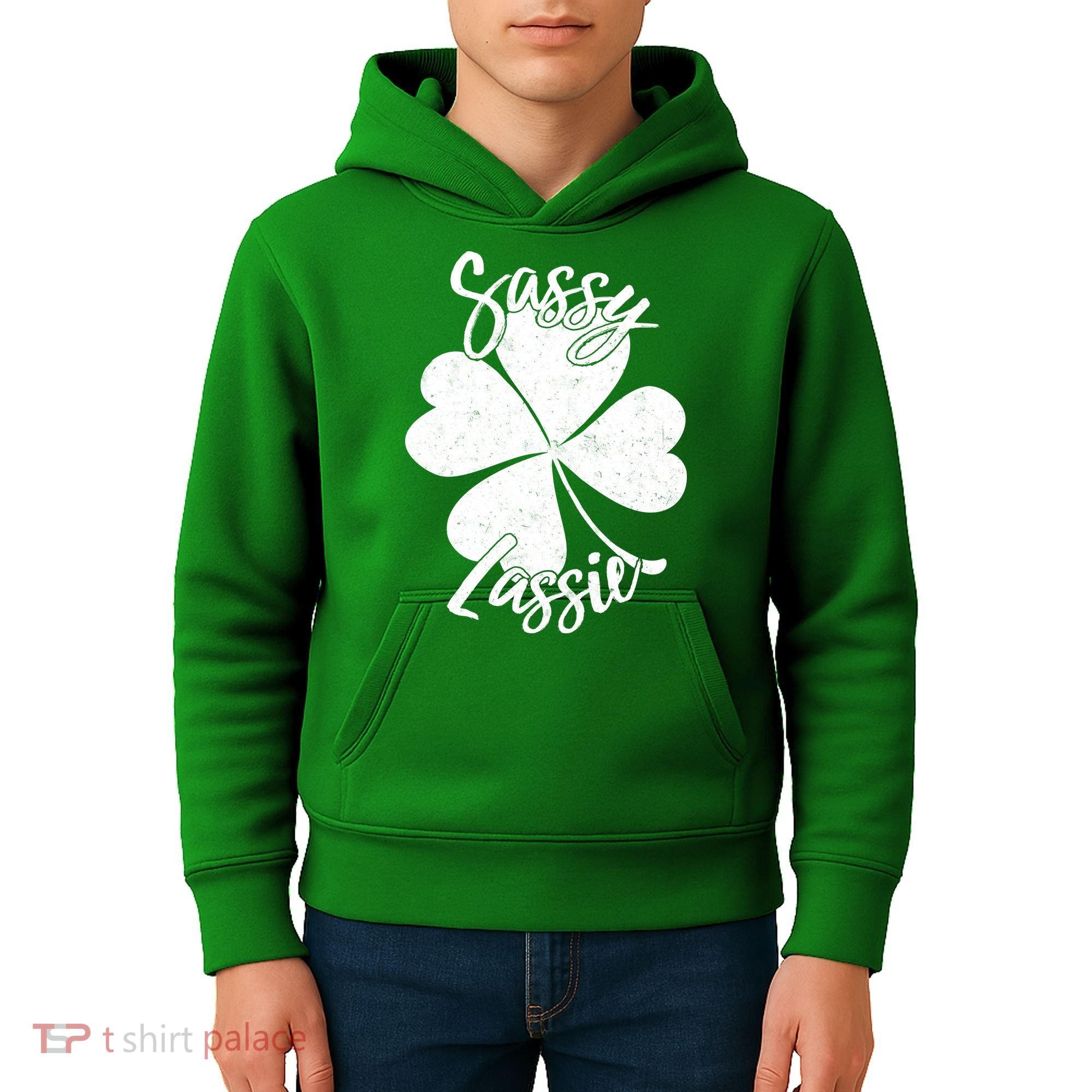 Sassy Lassie Irish Clover St. Patrick's Day Kids Hoodie