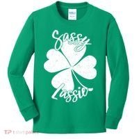 Sassy Lassie Irish Clover St. Patrick's Day Kids Long Sleeve Shirt thumb 0