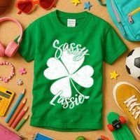 Sassy Lassie Irish Clover St. Patrick's Day Kids T-Shirt thumb 3
