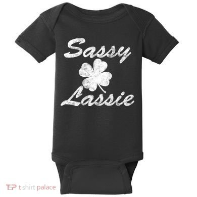 Sassy Lassy Irish Clover St. Patricks Day Baby Bodysuit