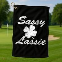 Sassy Lassy Irish Clover St. Patricks Day Golf Towel thumb 1