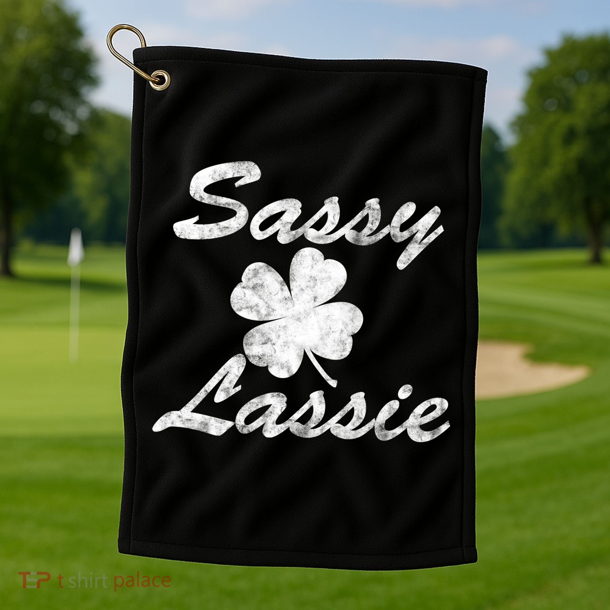 Sassy Lassy Irish Clover St. Patricks Day Golf Towel