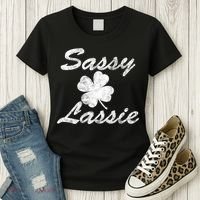 Sassy Lassy Irish Clover St. Patricks Day Women's T-Shirt thumb 3