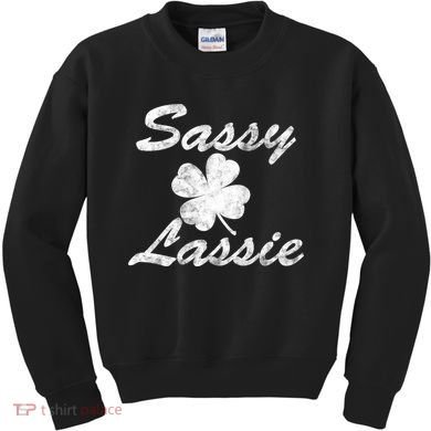Sassy Lassy Irish Clover St. Patricks Day Kids Sweatshirt