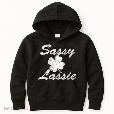 Sassy Lassy Irish Clover St. Patricks Day Kids Hoodie