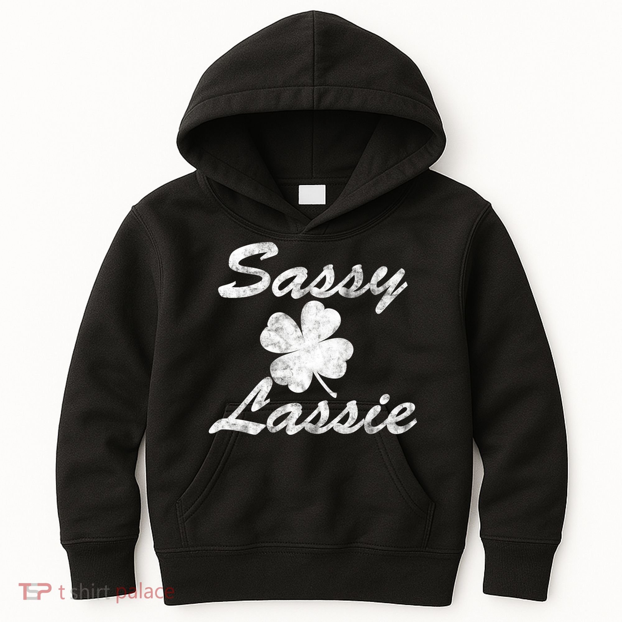 Sassy Lassy Irish Clover St. Patricks Day Kids Hoodie