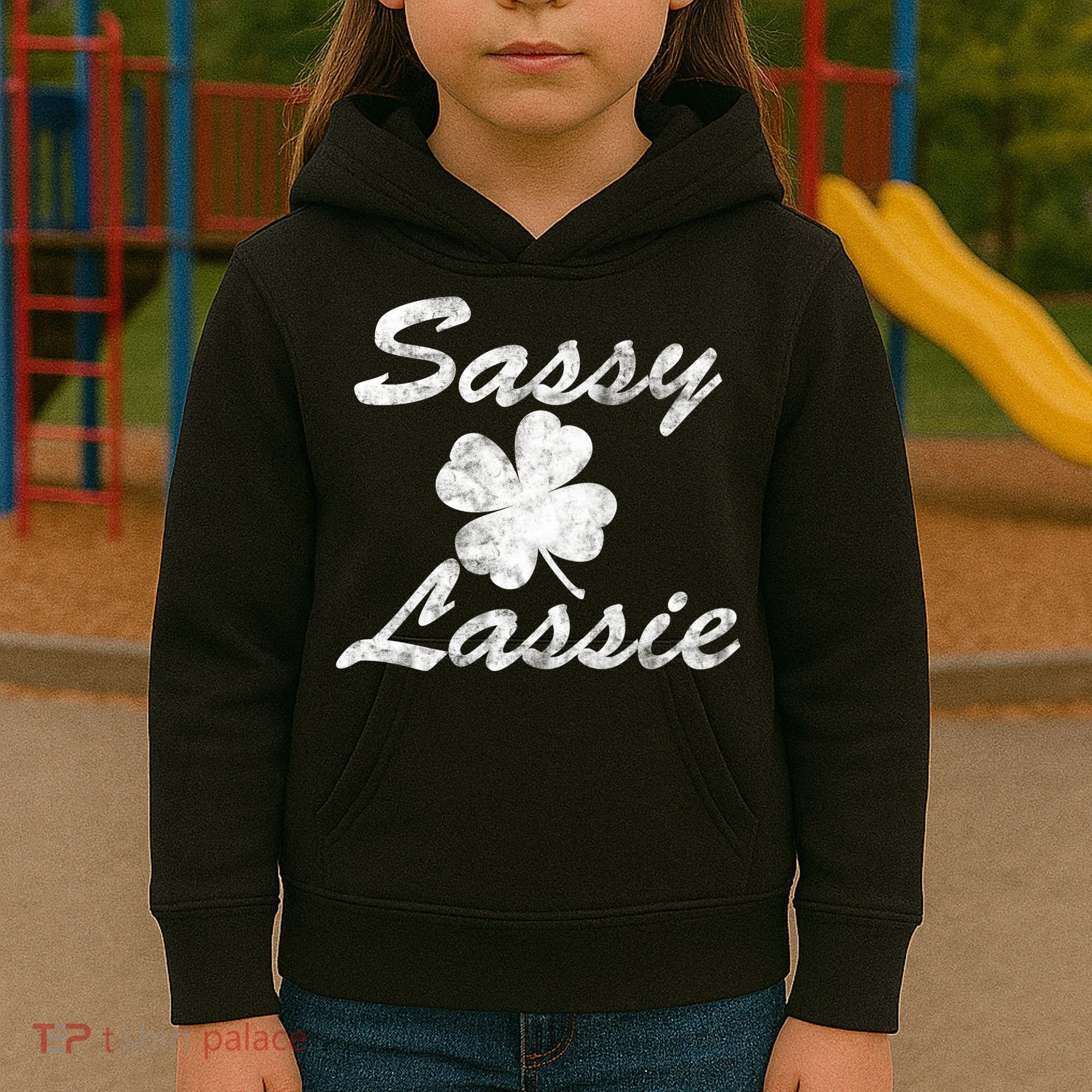 Sassy Lassy Irish Clover St. Patricks Day Kids Hoodie