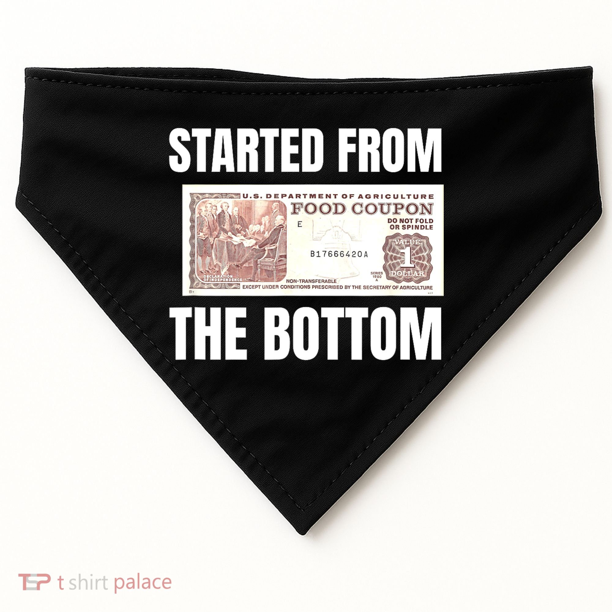 Started At The Bottom Funny Food Stamp 80s 90s Kids Know USA-Made Doggie Bandana
