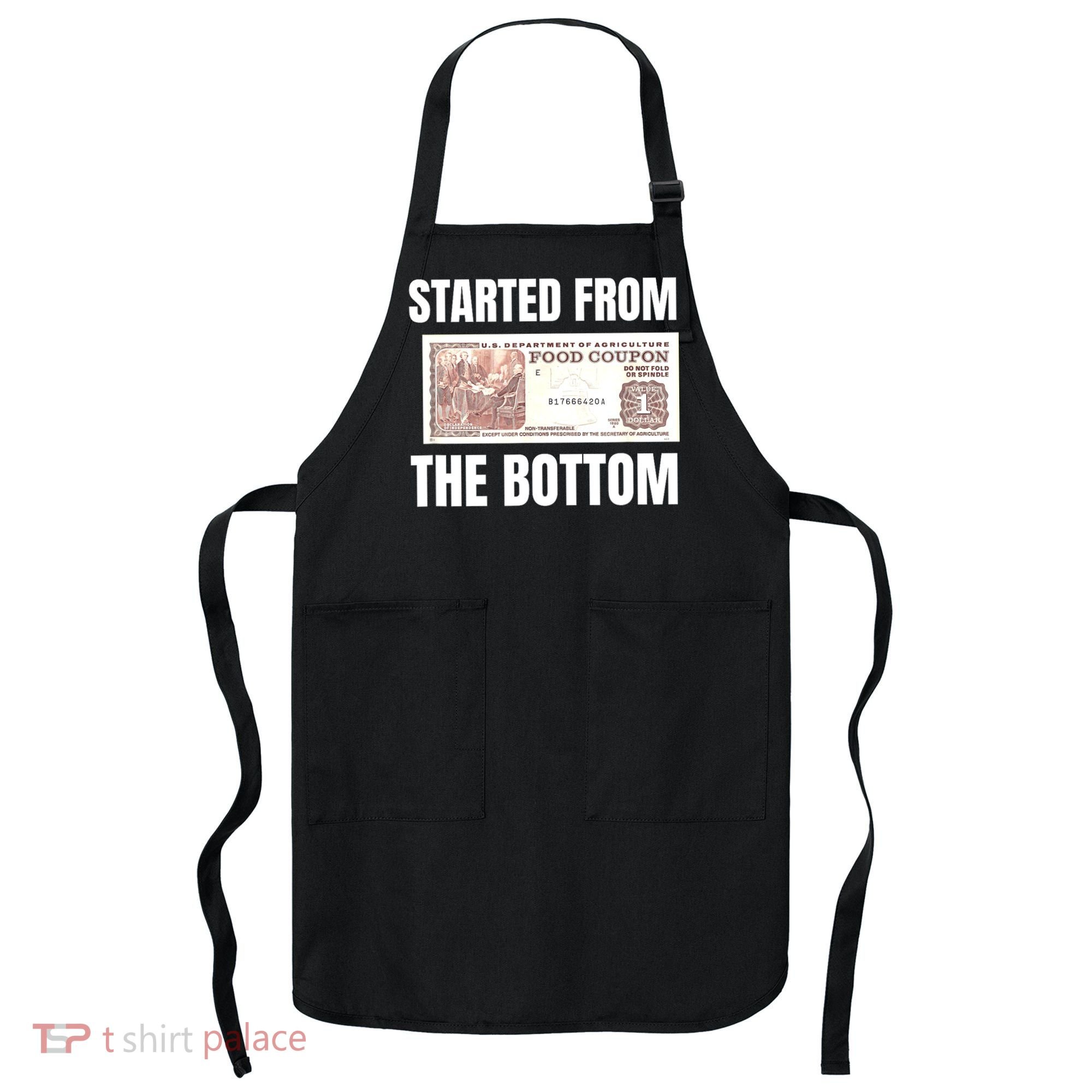 Started At The Bottom Funny Food Stamp 80s 90s Kids Know Apron