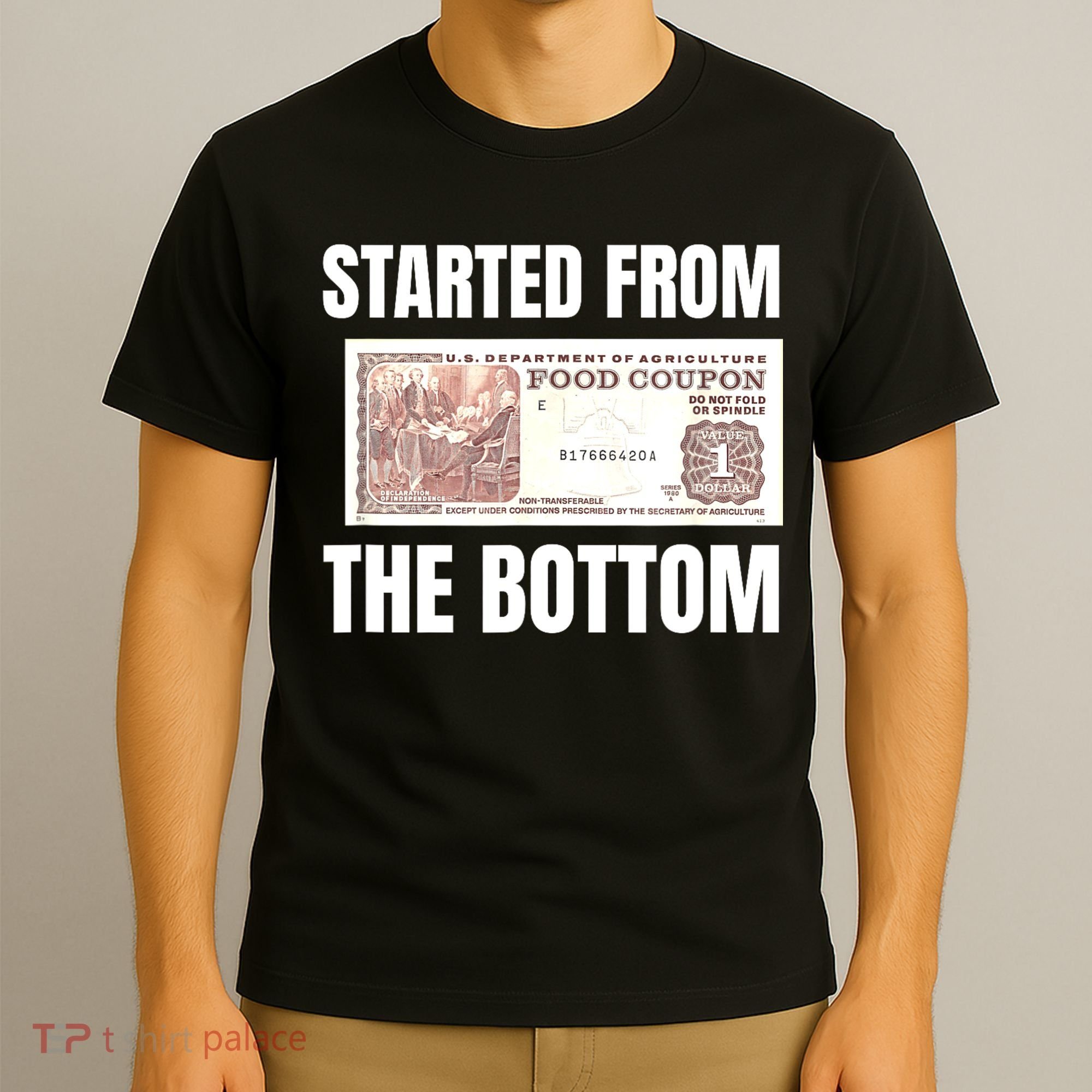 Started At The Bottom Funny Food Stamp 80s 90s Kids Know T-Shirt