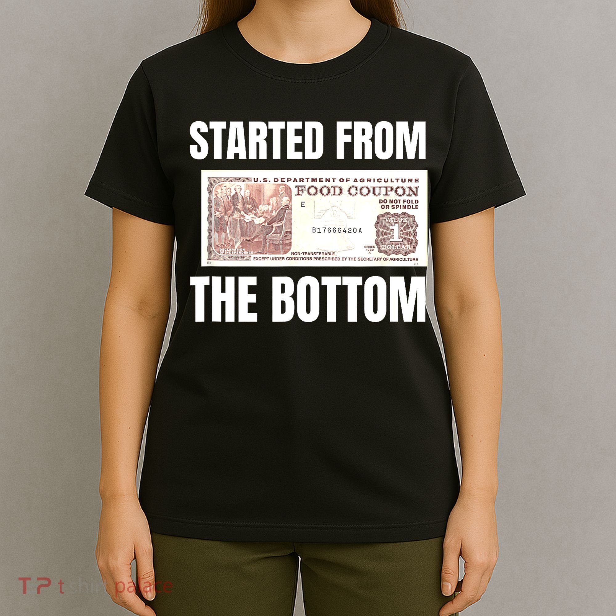 Started At The Bottom Funny Food Stamp 80s 90s Kids Know T-Shirt
