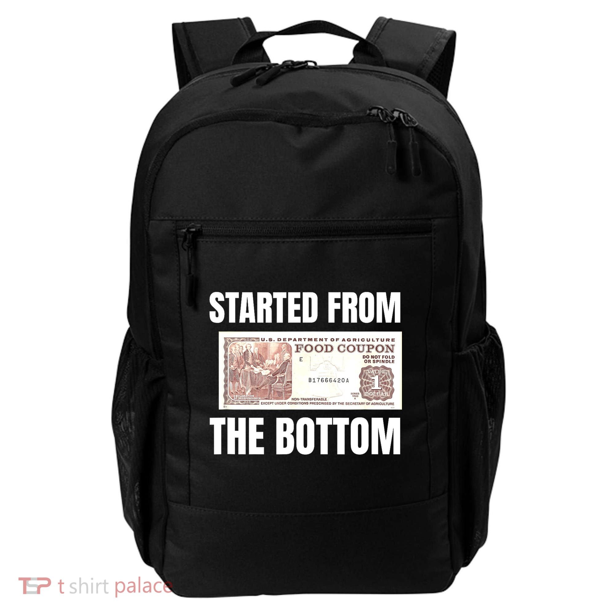 Started At The Bottom Funny Food Stamp 80s 90s Kids Know Backpack