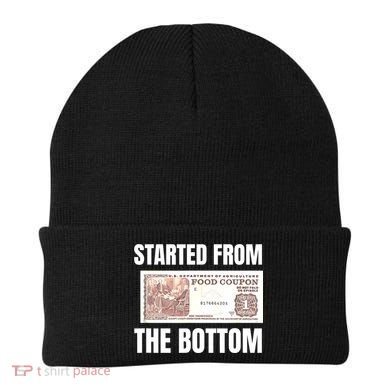 Started At The Bottom Funny Food Stamp 80s 90s Kids Know Beanie