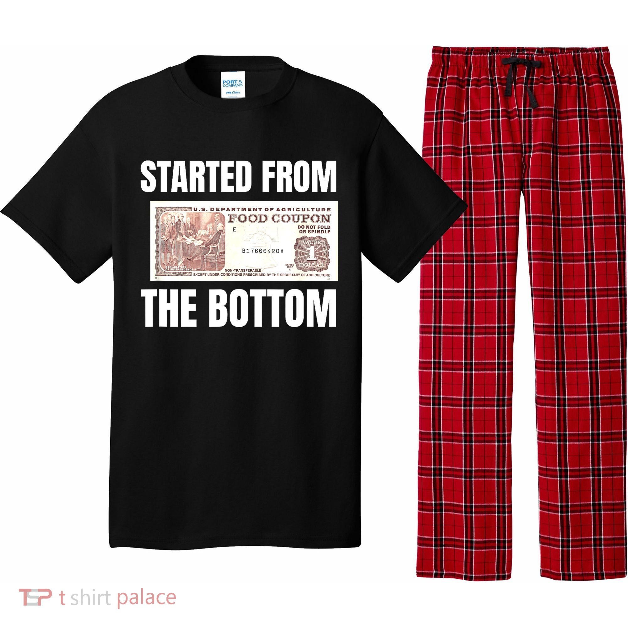 Started At The Bottom Funny Food Stamp 80s 90s Kids Know Pajama Set