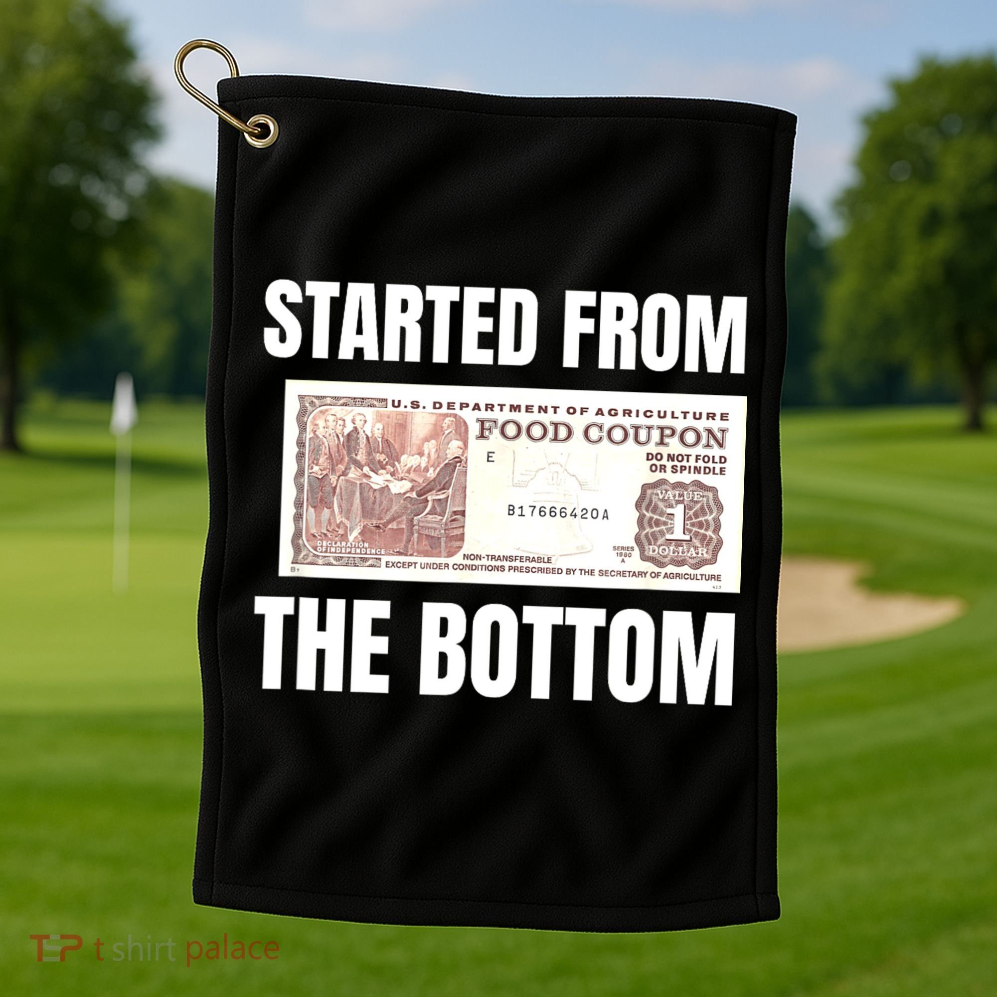 Started At The Bottom Funny Food Stamp 80s 90s Kids Know Golf Towel