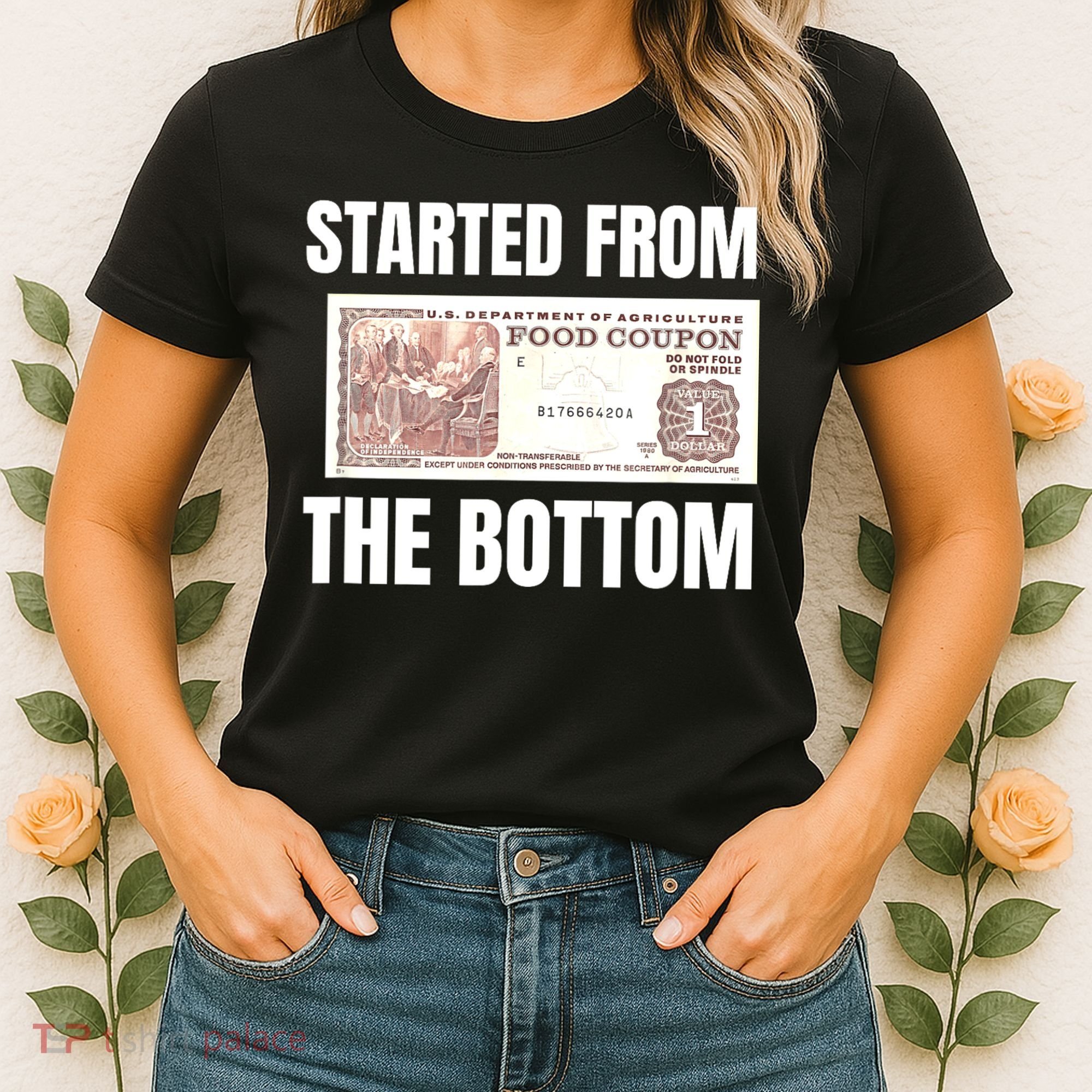 Started At The Bottom Funny Food Stamp 80s 90s Kids Know Women's T-Shirt
