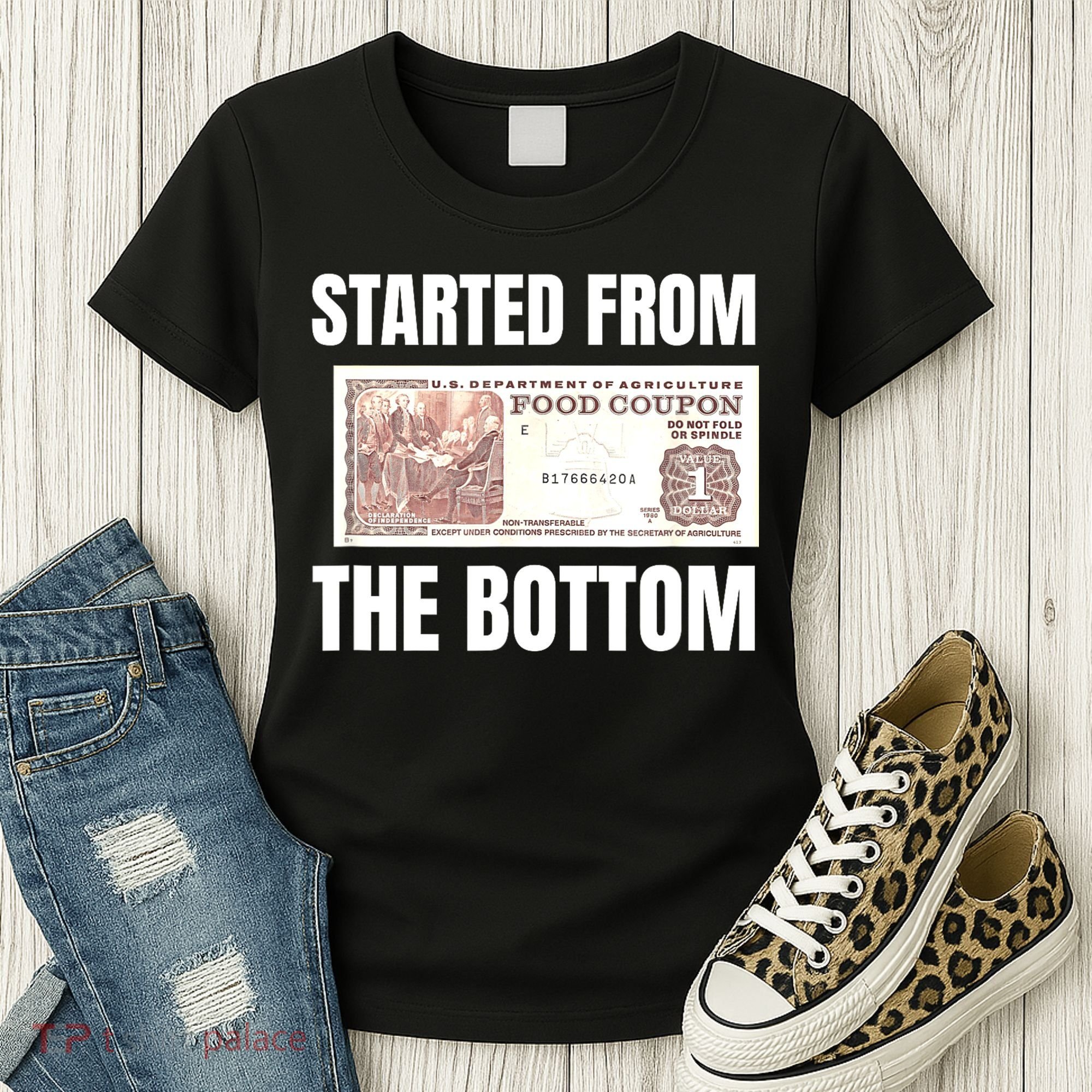 Started At The Bottom Funny Food Stamp 80s 90s Kids Know Women's T-Shirt