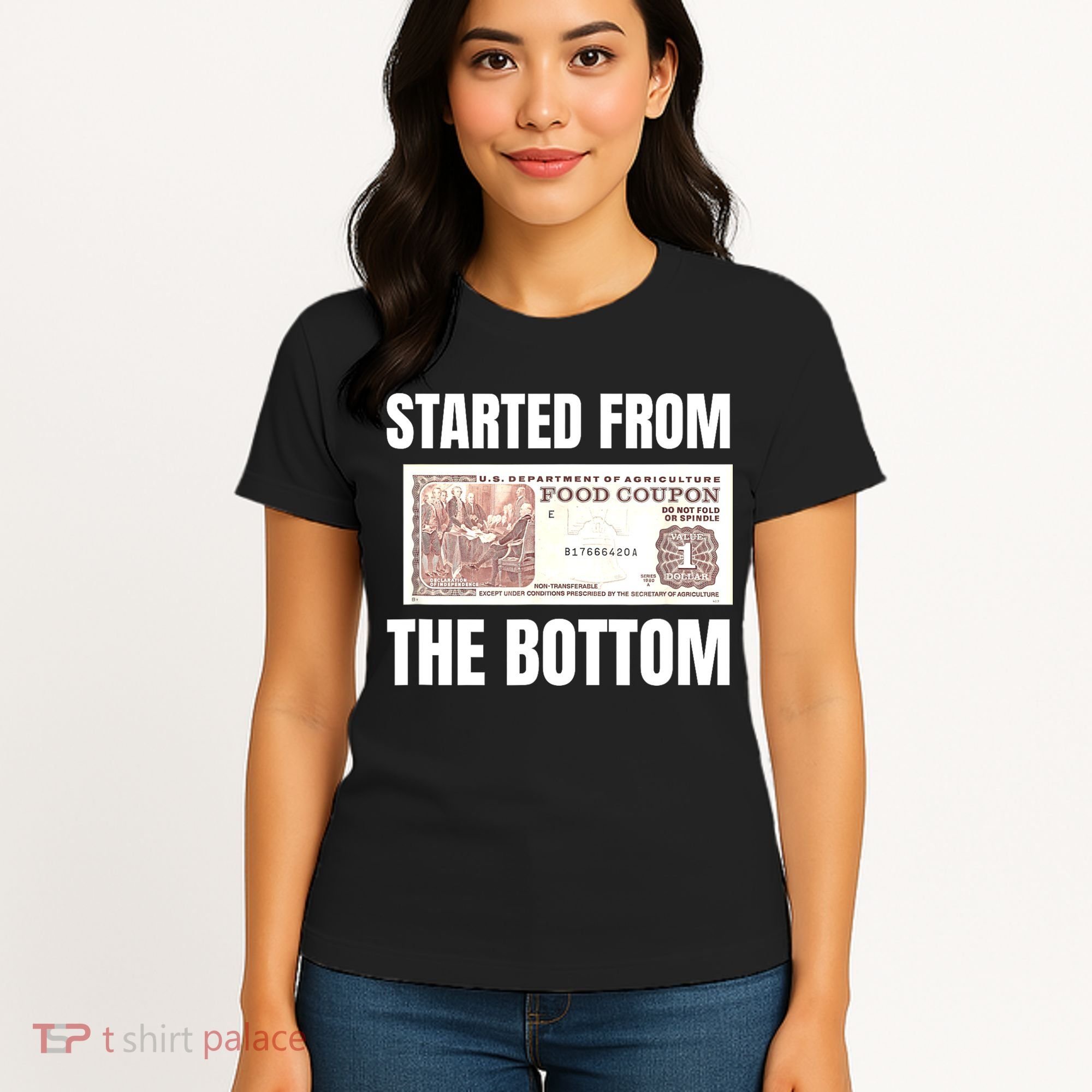 Started At The Bottom Funny Food Stamp 80s 90s Kids Know Women's T-Shirt