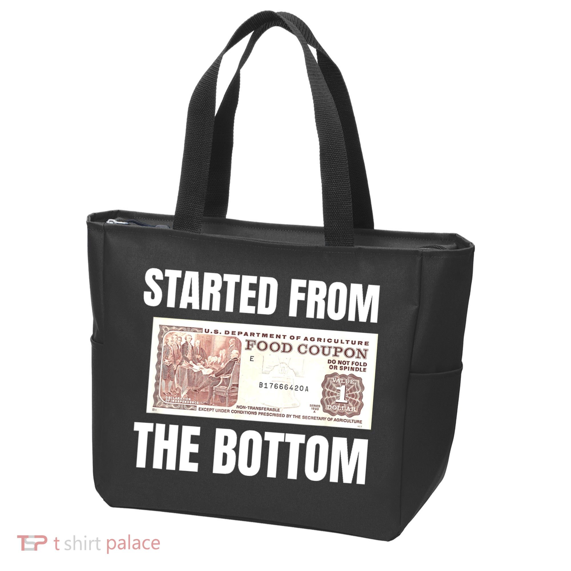 Started At The Bottom Funny Food Stamp 80s 90s Kids Know Tote Bag