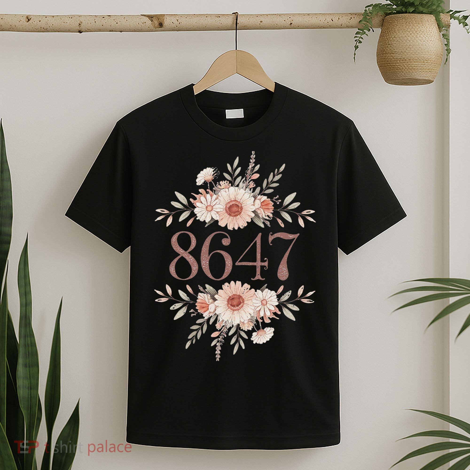 Subtle Anti Trump 8647 Flower Floral Boho President Liberal T-Shirt