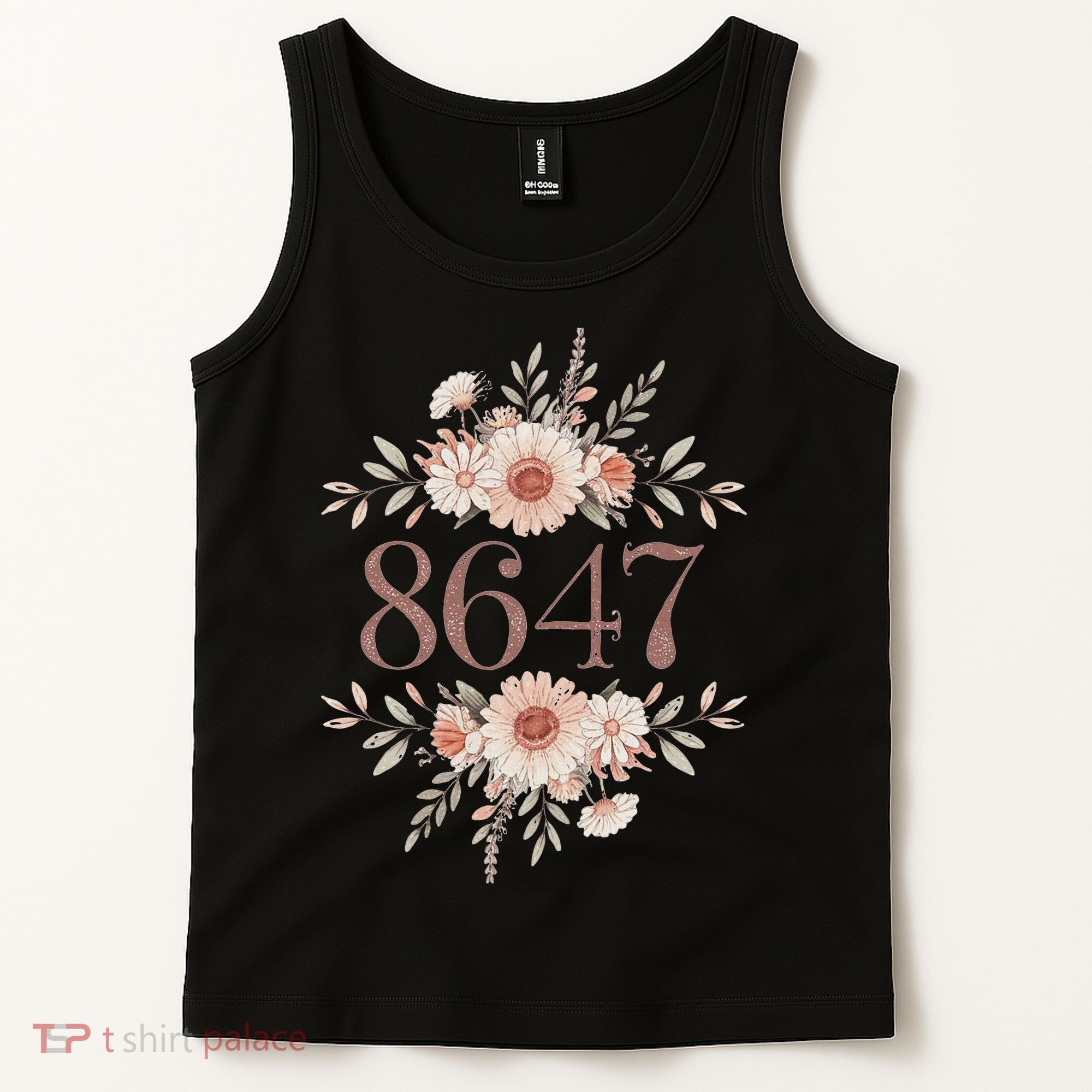 Subtle Anti Trump 8647 Flower Floral Boho President Liberal Tank Top