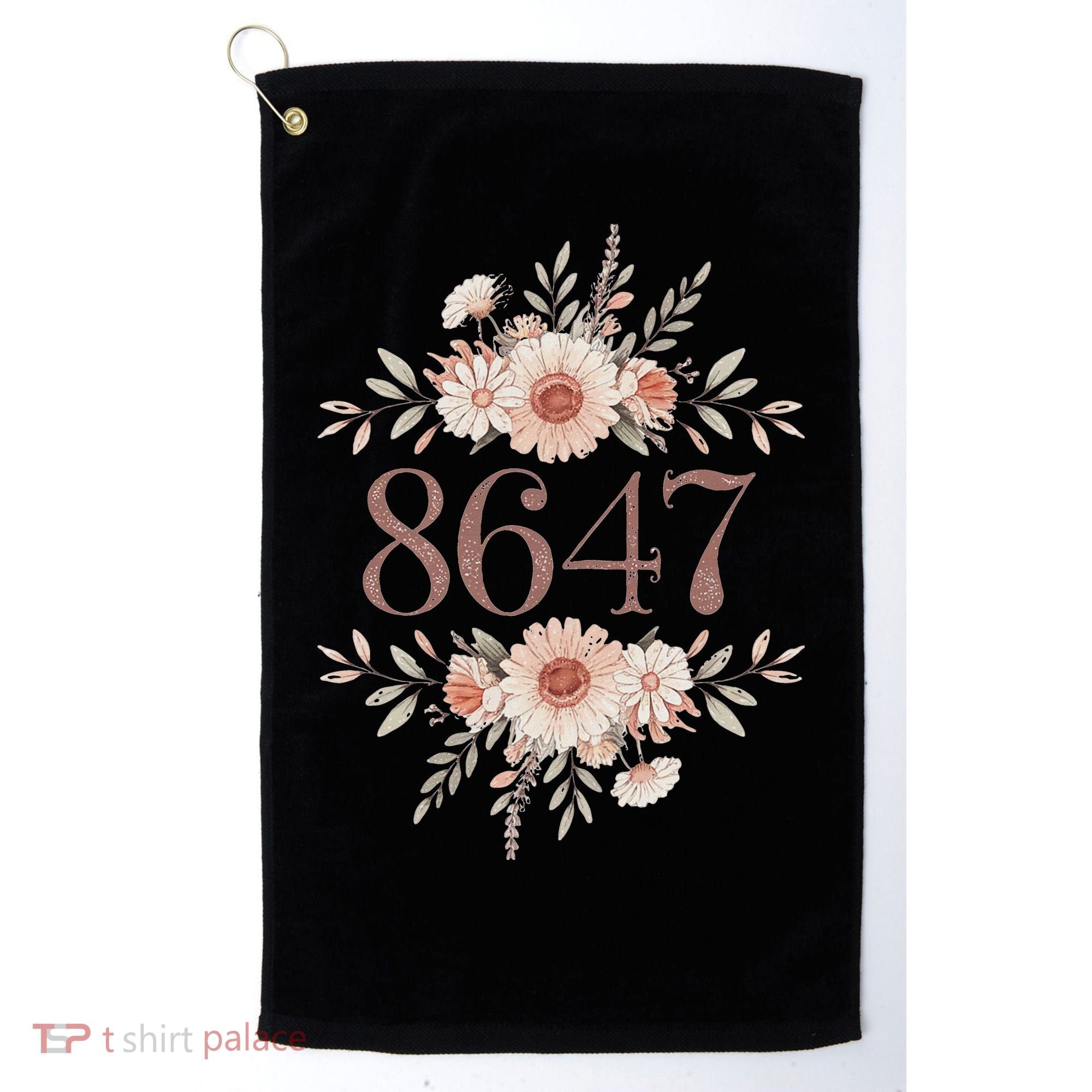 Subtle Anti Trump 8647 Flower Floral Boho President Liberal Golf Towel
