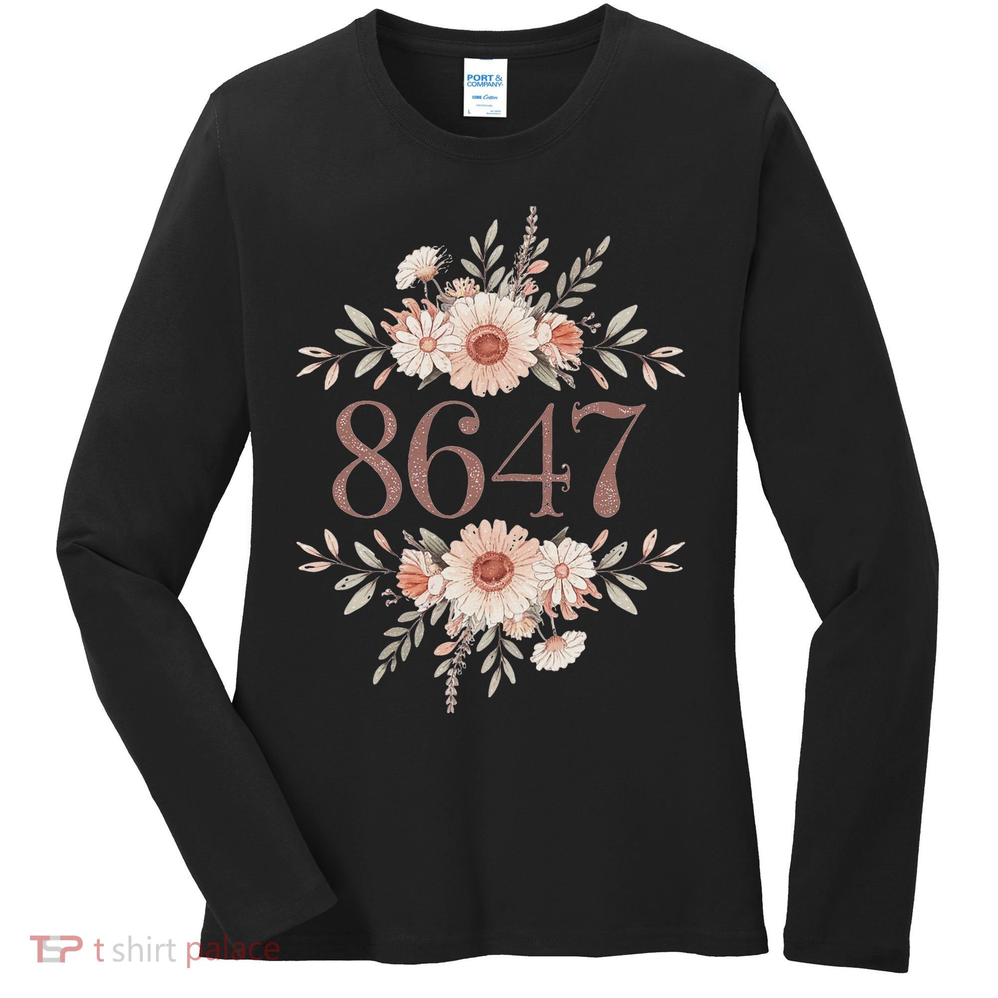 Subtle Anti Trump 8647 Flower Floral Boho President Liberal Women's Long Sleeve Shirt