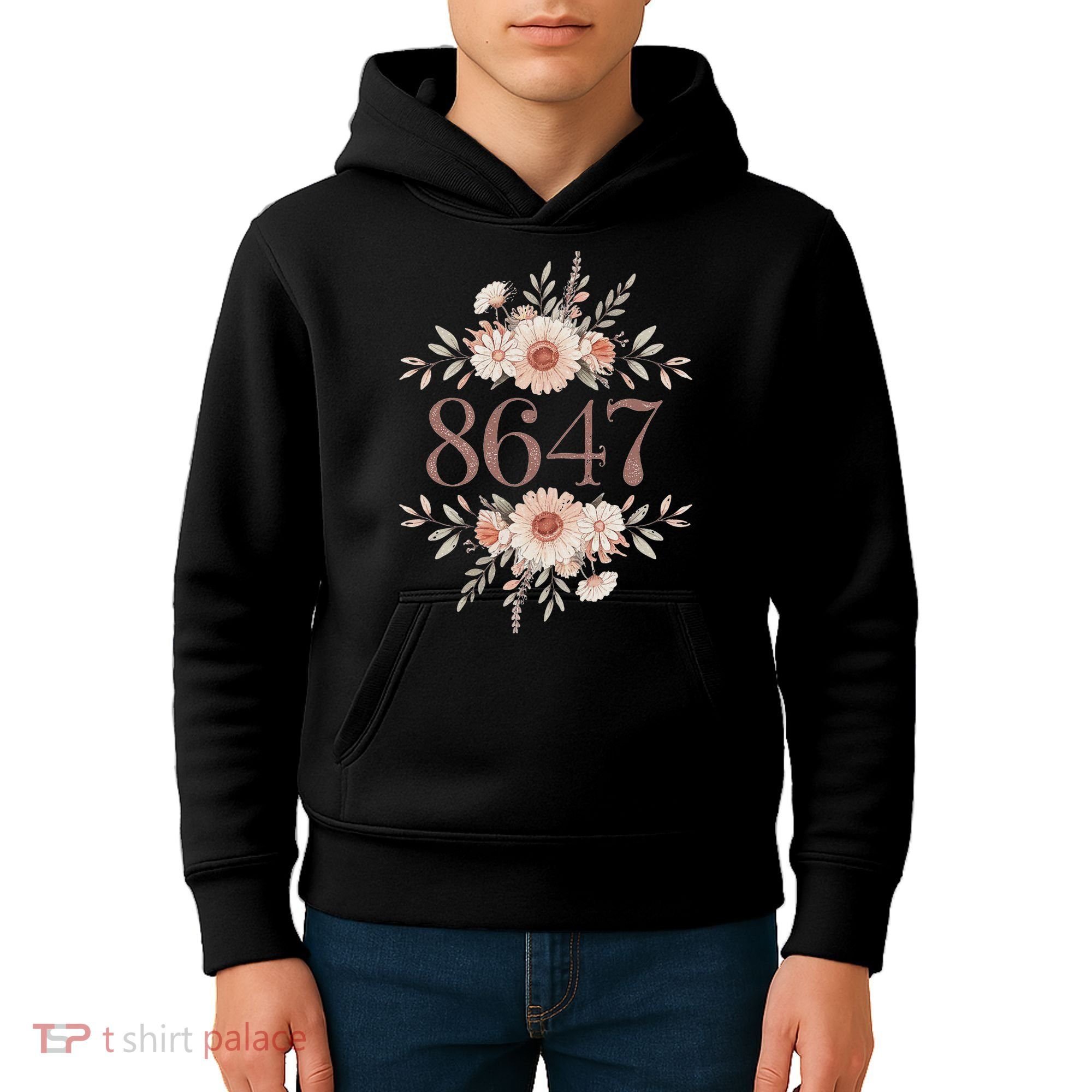 Subtle Anti Trump 8647 Flower Floral Boho President Liberal Kids Hoodie