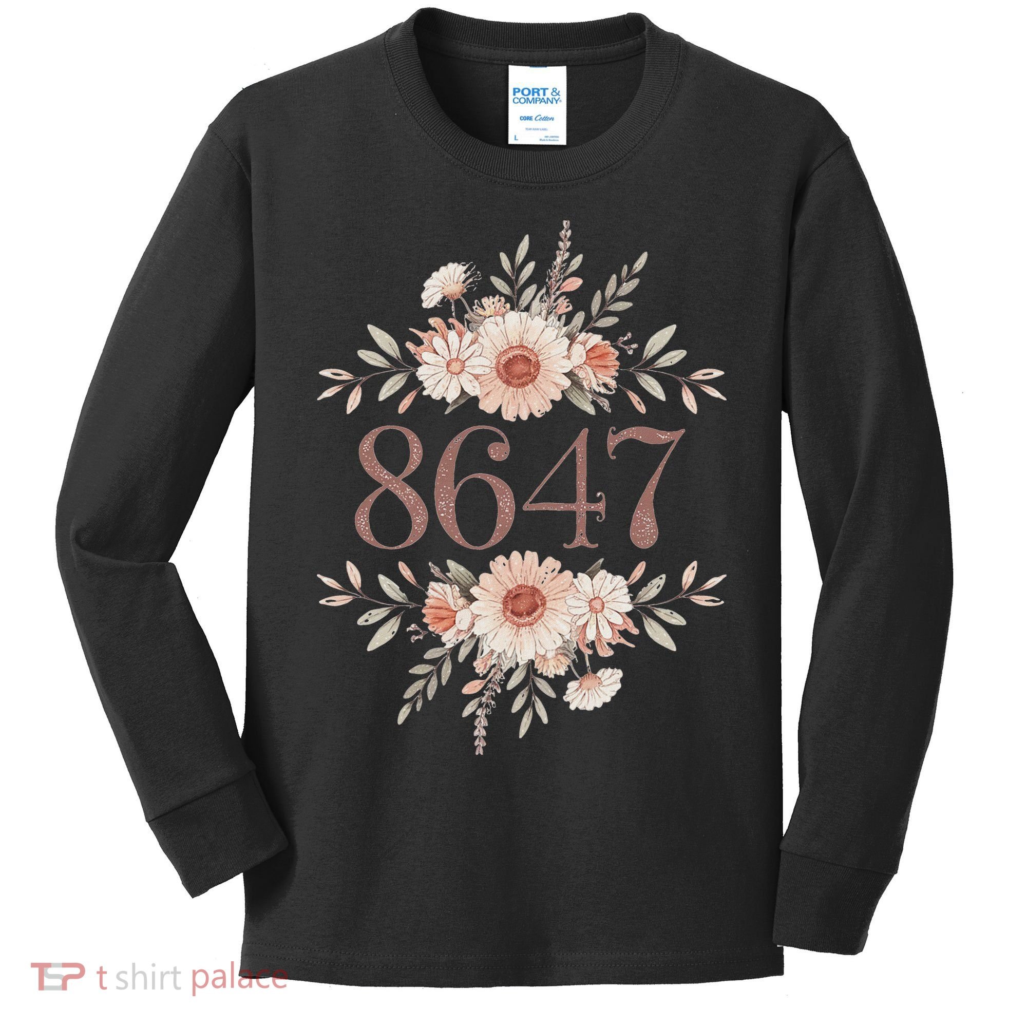 Subtle Anti Trump 8647 Flower Floral Boho President Liberal Kids Long Sleeve Shirt