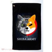 Shiba Army Terminator Dog Crypto Currency Meme Golf Towel thumb 0