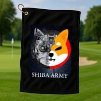 Shiba Army Terminator Dog Crypto Currency Meme Golf Towel thumb 1
