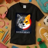 Shiba Army Terminator Dog Crypto Currency Meme Kids T-Shirt thumb 3